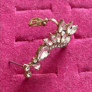 Gold and Pink Crystal Leaf Earrings